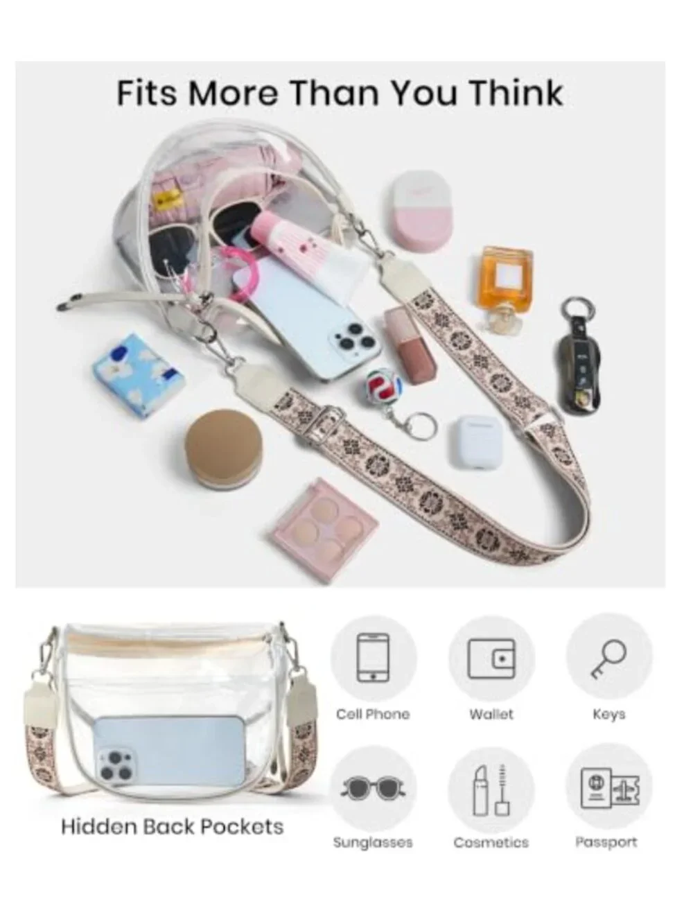 Clear Crossbody Bag Stadium Approved PVC Bum Bag Concerts Travel